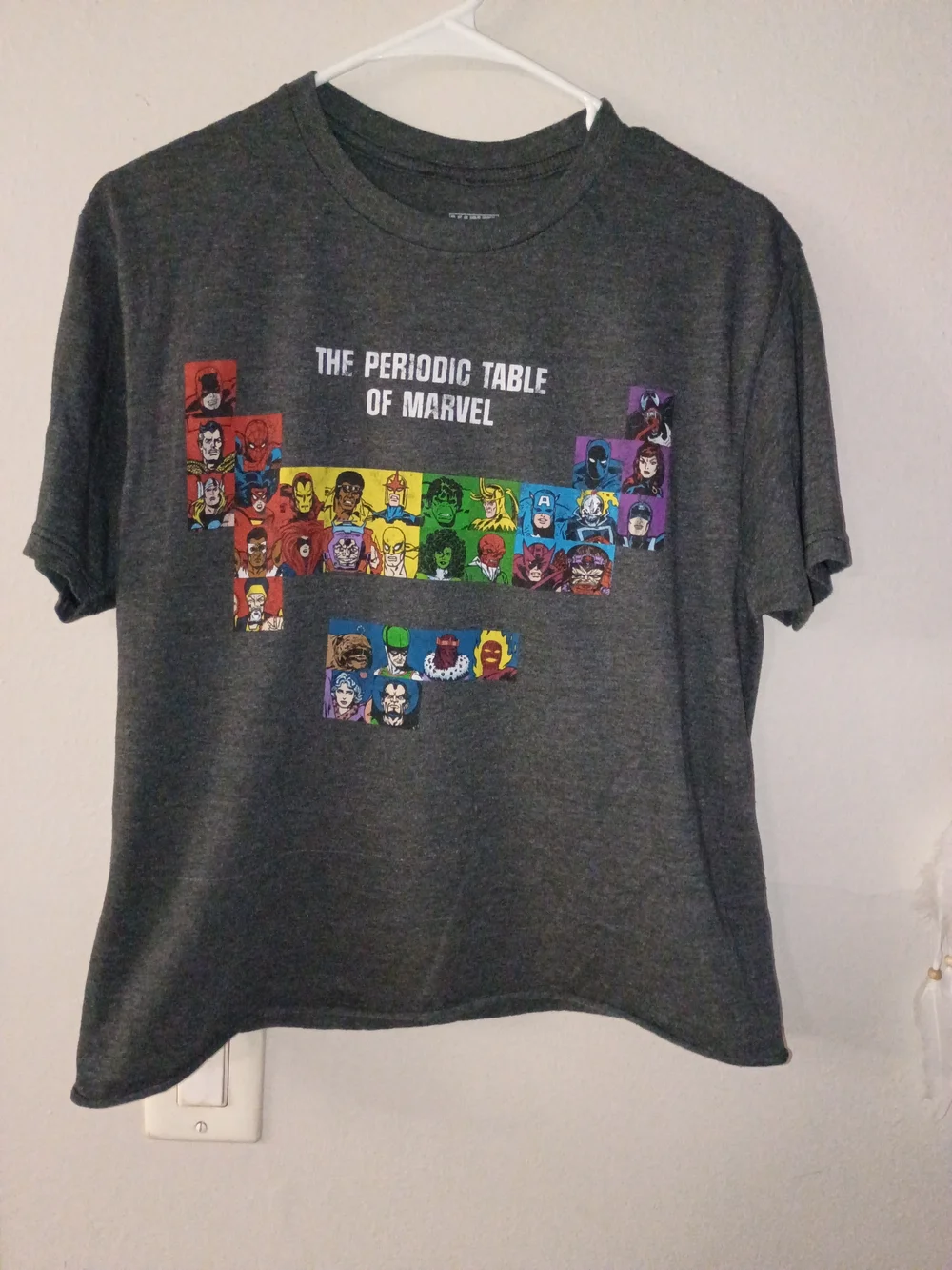 Marvel Periodic Table Unisex Cutoff Graphic Tee - Charcoal